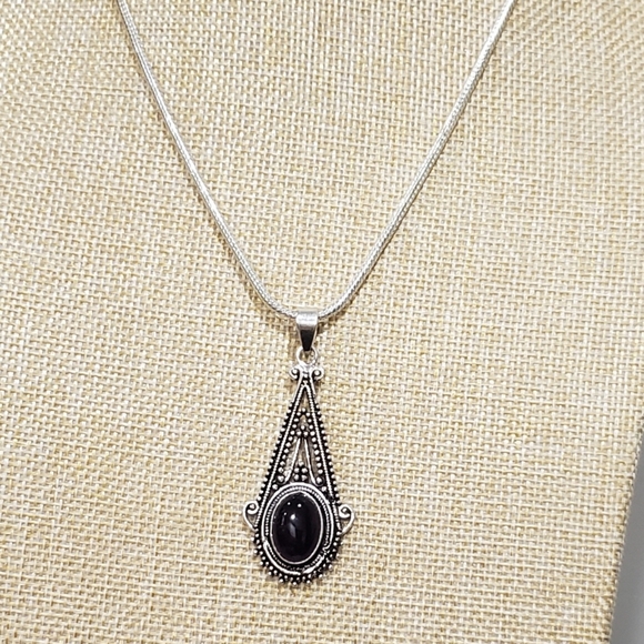 Amethyst Gemstone 925 Vintage Pendant Necklace - Picture 3 of 10